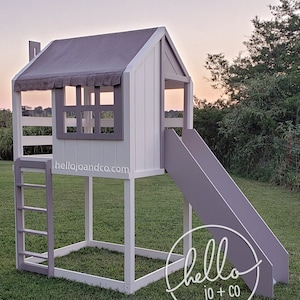 INDOOR Playhouse, loft bed, bunk bed, play structure, playhouse loft, bed with slide
