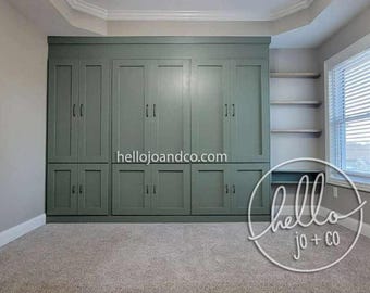 Custom Farmhouse Murphy Bed Cabinet | Built-In Wall Bed for Guest Room