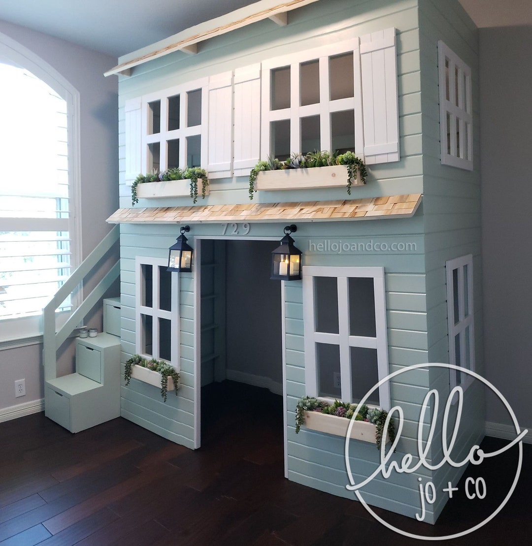 Playhouse loft bed with stairs plans discount