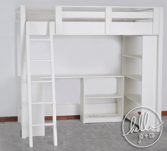 Twin College Loft With Desk Book Shelf Etsy