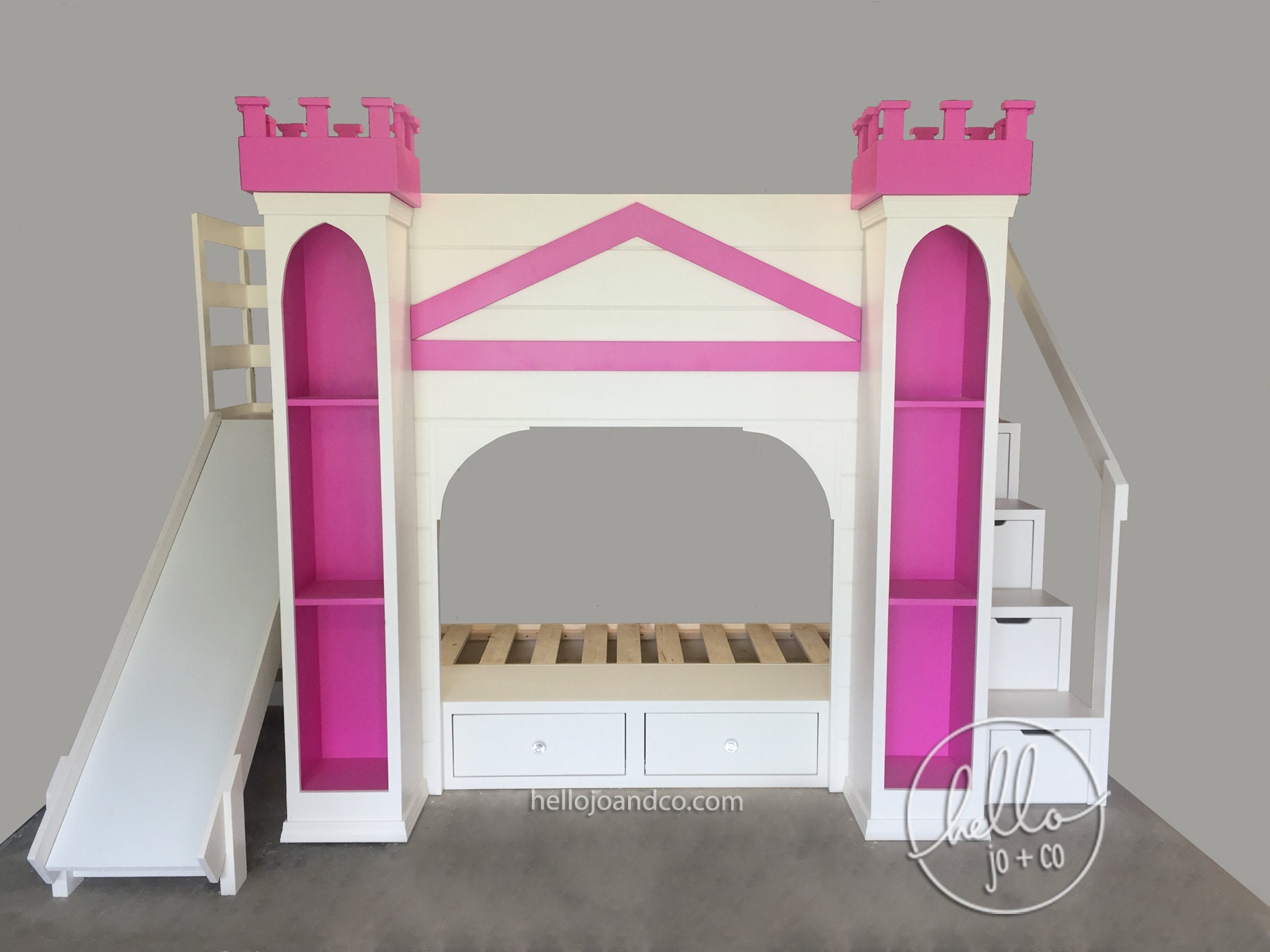 Custom Color Castle Playhouse Bunk Bed With Drawer Storage - Etsy