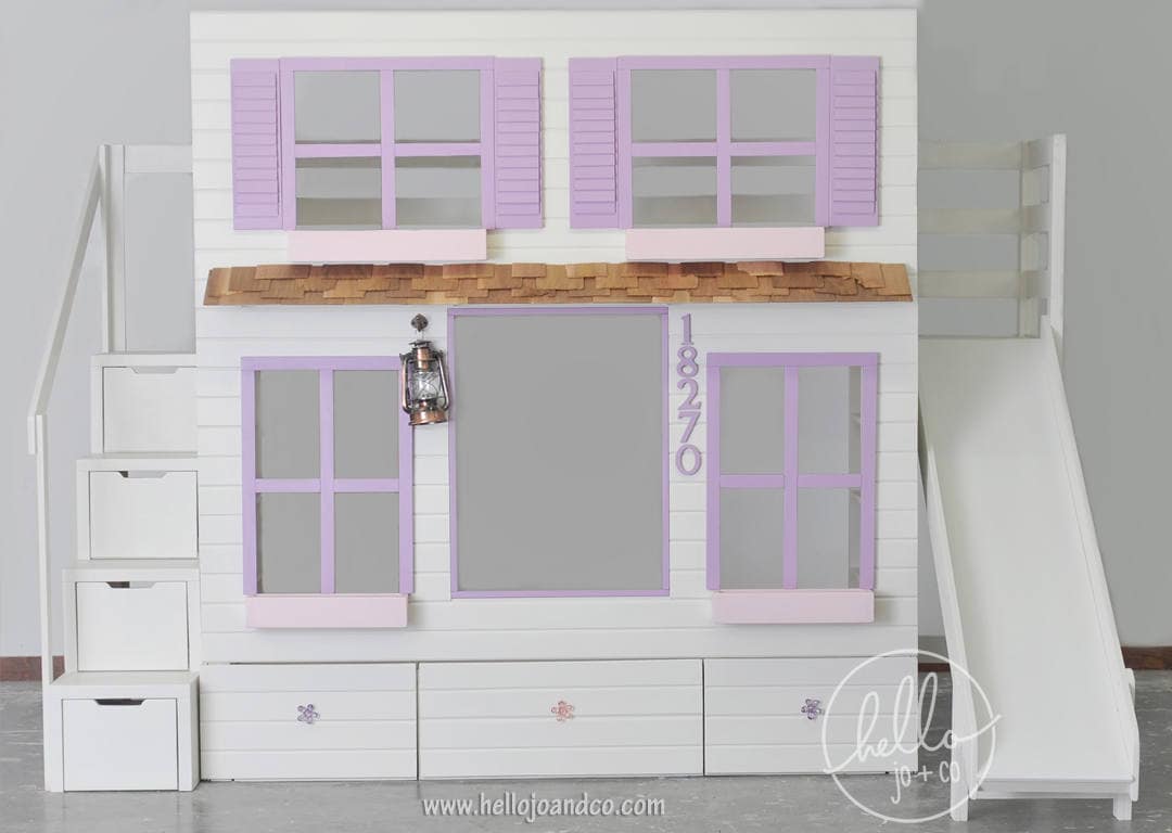 Custom Twin Over Removable Twin Playhouse Loft Bed With Slide and Drawer  Storage Stairs - Etsy, image size:1080x768