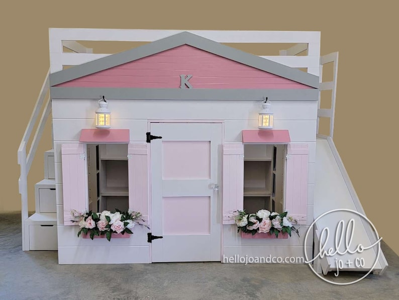 Solid Wood ellie Playhouse Loft Bed Etsy