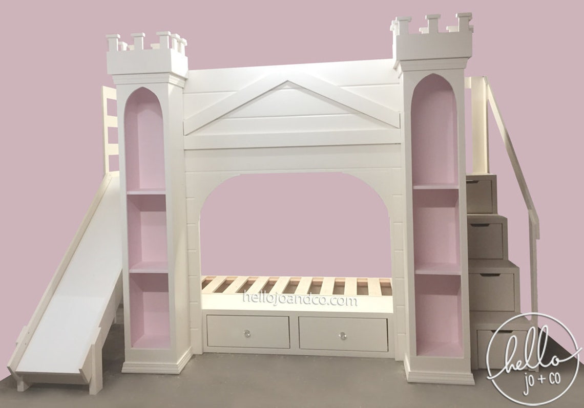 Custom Color Castle Playhouse Bunk Bed With Drawer Storage - Etsy