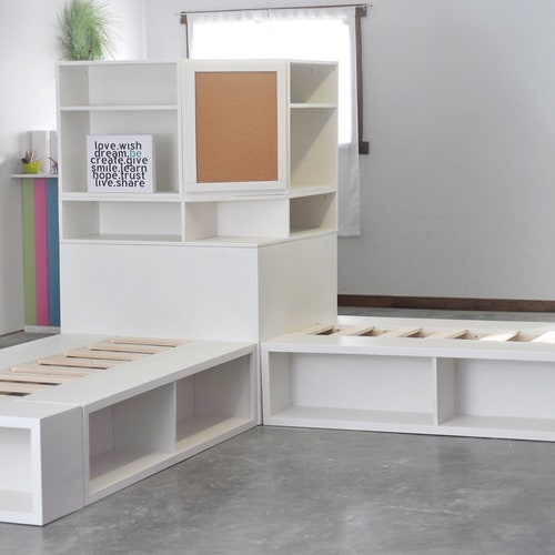 Drawer Storage Bed With Corner Hutch Etsy