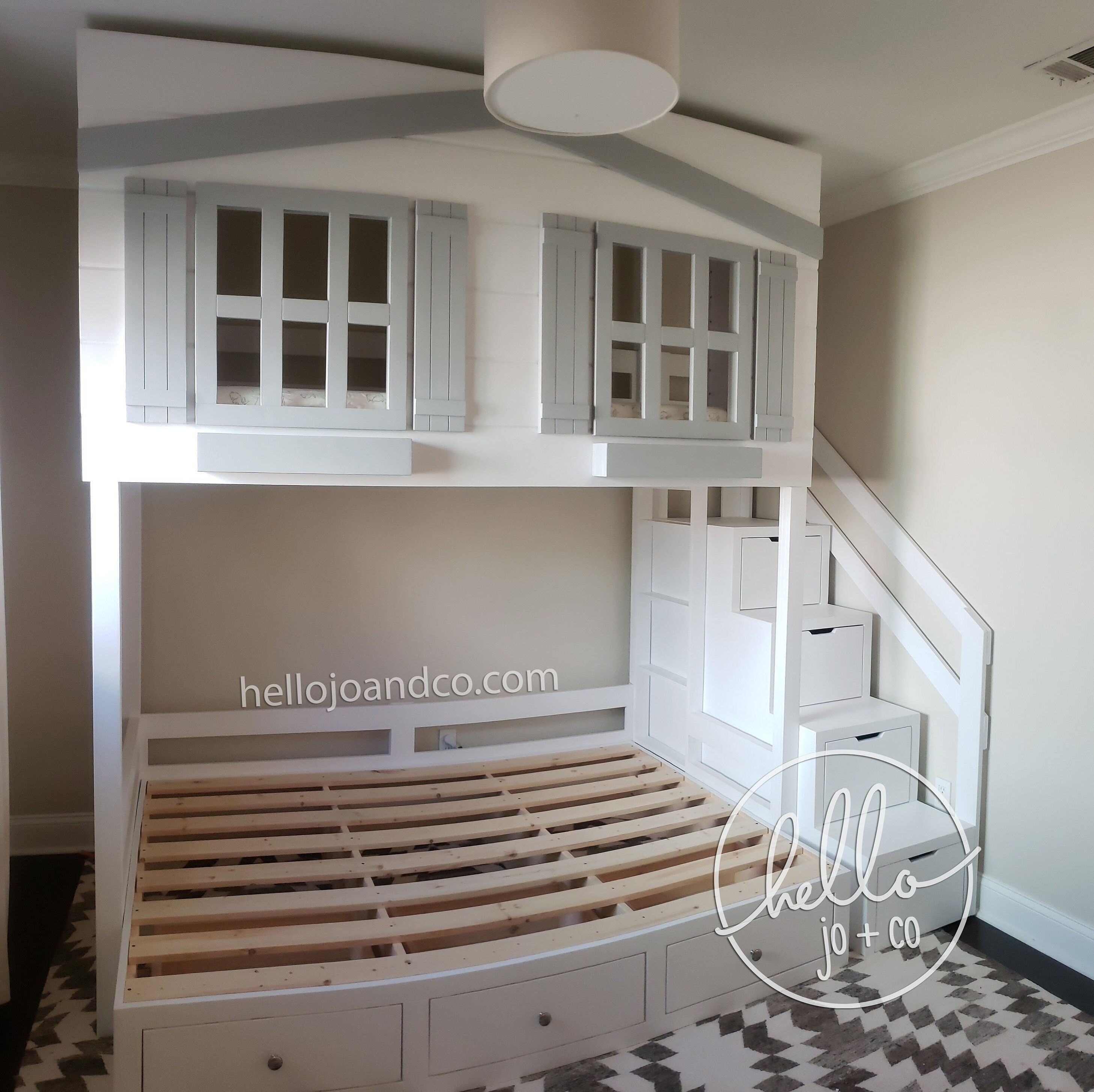 Home sweet home twin over on sale twin storage bunk bed with mattresses