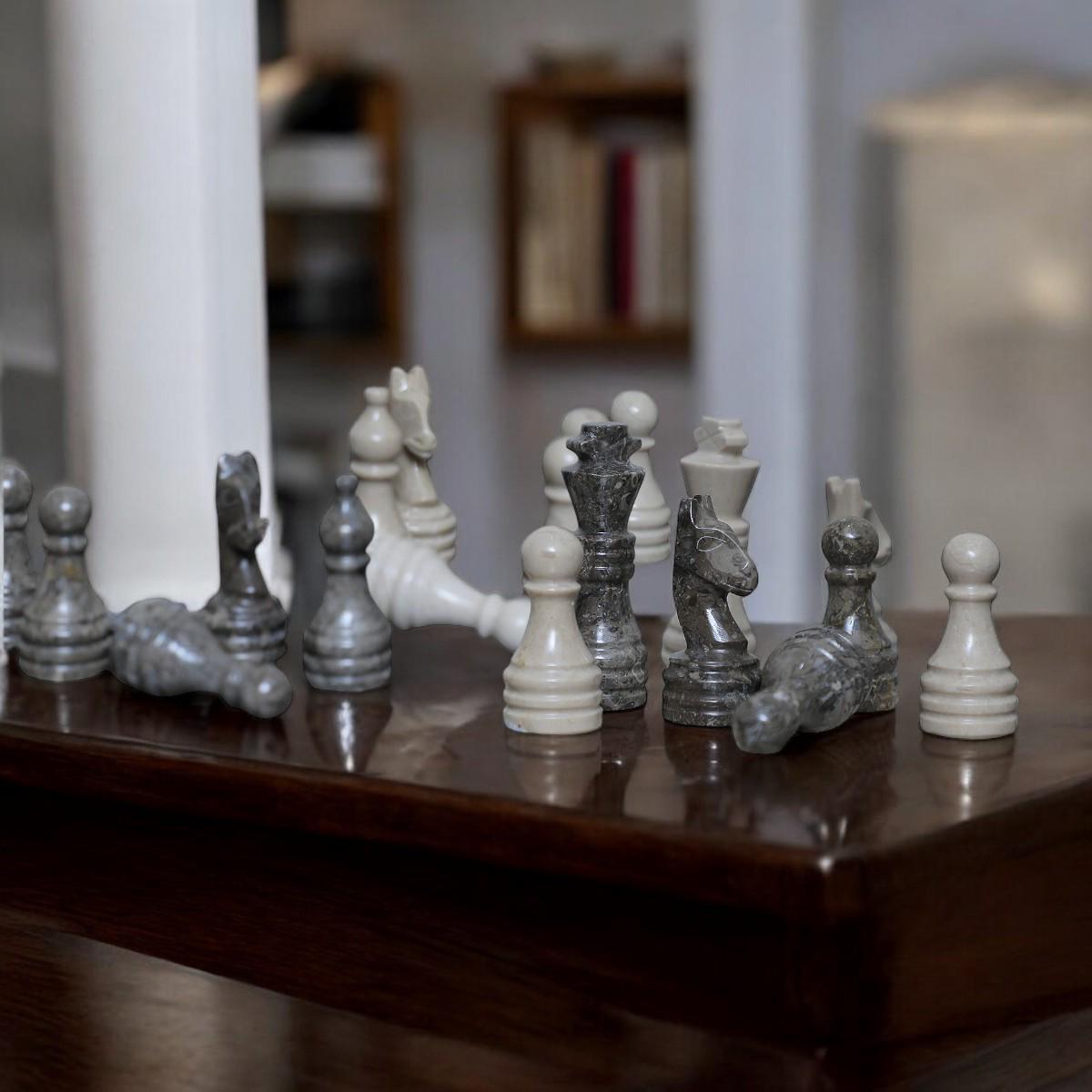 Marble chess Pieces Only, Luxury Chess Pieces, Prefect Gift, Grey and Verona