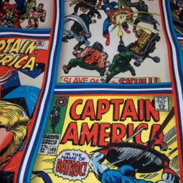 CAPTAIN AMERICA Marvel Superhero LICENSeD Comic Strip DISNeY Fabric 1 YARD