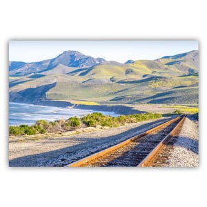 Jalama Beach Art Print | Lompoc Santa Barbara California Coast Photograph with Railroad Tracks | Big Sur Mountains