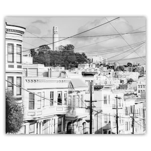 Coit Tower San Francisco Photography in Black and White with Telegraph Hill