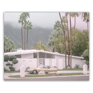 Mid Century Modern Wall Art with Palm Springs House and Citroen Maserati SM Car
