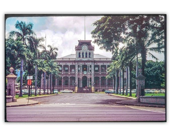 Iolani Palace Vintage Photograph | Old Honolulu Hawaii Art Print or Mounted Canvas