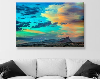 Fine Art Print with Western Sky and Landscape at Dusk