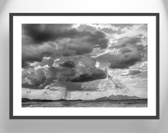 Black and White Fine Art Print for Home with Desert Storm Landscape