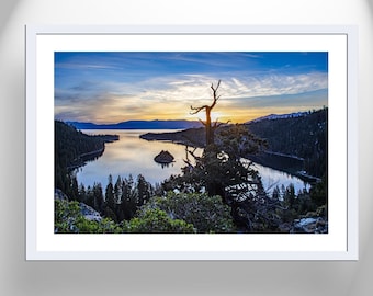 Emerald Bay Sunrise at Lake Tahoe as Framed Canvas or Photography Print for Home