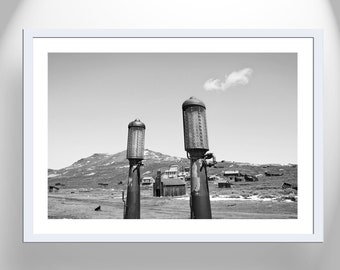 Fine Art Print with Bodie California State Historical Park in Black and White