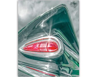 1959 Chevy Impala Auto Foto als Manhöhlen Wanddekor | Klassischer Chevrolet Kunstdruck