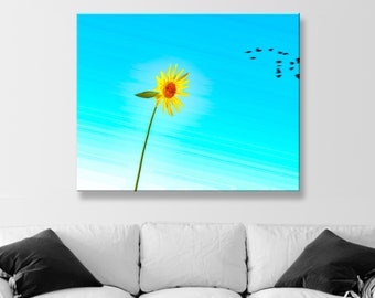 Minimalist Floral Art Botanical Wall Decor with Wild Sunflower