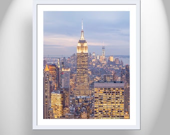 New York Decor with Picture of Empire State Building at Dusk