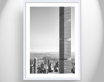 Manhattan Urban Themed Art with New York City Skyscraper on Billionaires Row in Black and White