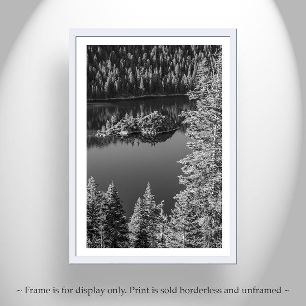 Tahoe Print in Black and White with Emerald Bay and Fannette Island