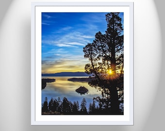 Nature Art Print with Lake Tahoe and Emerald Bay Sunrise