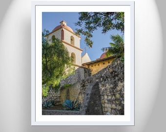 California Travel Art Print with Mission Santa Barbara