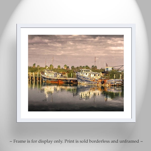 Wall Art Print with South Padre Island Texas Vintage Shrimp Boat