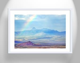 Rainbow Photograph with Desert Landscape and Baboquivari Peak Arizona