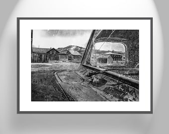 Black and White Wall Art Print with Vintage Truck in Bodie Ghost Town