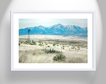 Fine Art Print with Southwestern Ranch Windmill Landscape