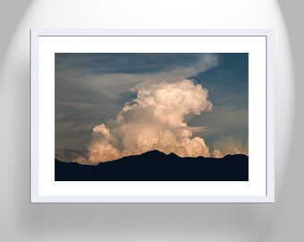 Wall Decor for Living Room with Desert Storm Clouds on Framed Canvas