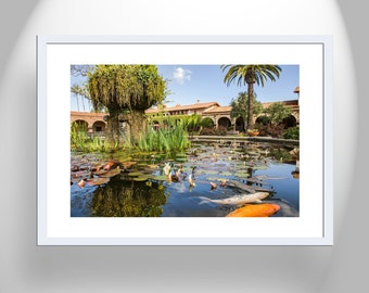 California Travel Art with San Juan Capistrano Mission by Murray Bolesta