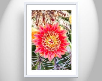 Cactus Flower Wall Art as Desert Decor for Home or Office