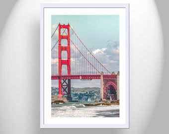 Baker Beach San Francisco Sailing Wall Art Print with Golden Gate Bridge