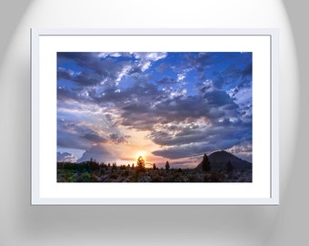 Western Sunset Photography at Lava Beds National Monument Northern California as Wall Decor Art Print