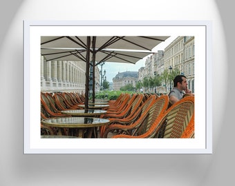 Bordeaux France Photograph with Street Cafe