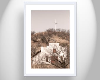 Southwestern Wall Decor with Arizona Church Art Print at Mexico Border