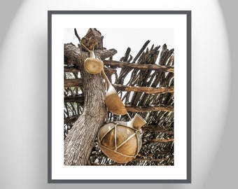 Fine Art Print in Southwestern Style with Gourds and Ocotillo Ramada