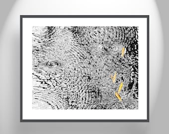 Rain Water Art Print with Raindrops and Water Ripples in Autumn Arizona Wilderness