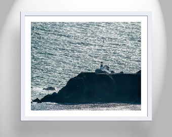 Marin Headlands California Coast Ocean Photography with Point Bonita Lighthouse as Livingroom Decor Gift