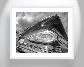 Car Picture with Classic Chevy Impala in Black and White