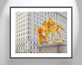 The Plaza Hotel New York City Art Print with General Sherman Statue