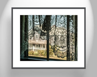 Lace Window Curtain Photography as Surreal Art Print for Home