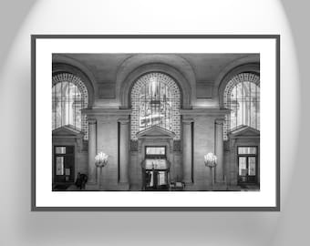 New York Public Library Photoraphy Art Print in Black and White as Wall Decor Gift