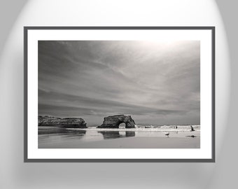 Santa Cruz California Art Print of Beach and Natural Bridge as Wall Decor for Home or Office