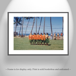 Vintage Hawaii Photo with Hula Dancers and Grass Skirts