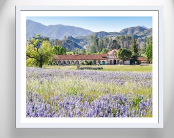 California Landscape Art for Home with Lompoc Mission San Antonio de Padua