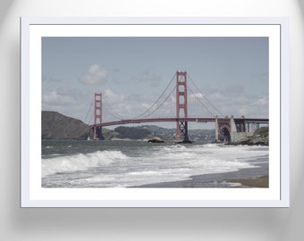 Baker Beach San Francisco Golden Gate Bridge Sailing Art as Home Decor Gift Picture