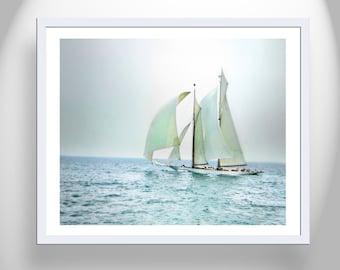 Sailboat Photography Print with Schooner on Pacific Ocean